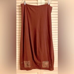 Blue Fish Vintage Rich Brown Long Skirt w Original Art
